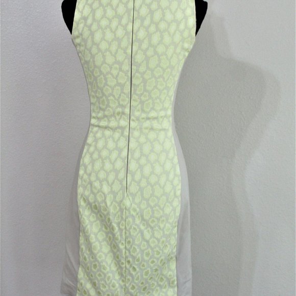 Belle Badgley Mischka Green/Taupe Leopard Sheath Dress (2) - Picture 6 of 7